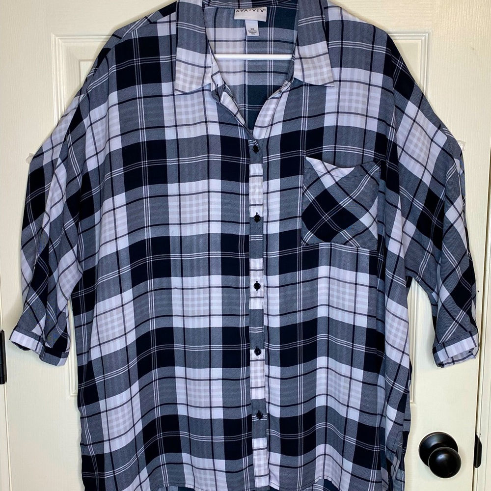 Ava & Viv Plaid Tunic shirt - size 2X